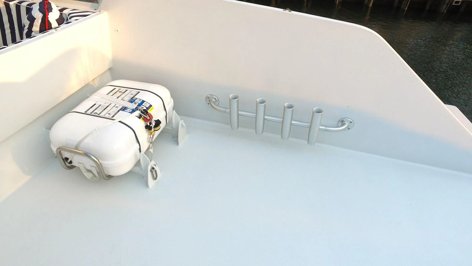 a white box with a handle aboard BAREFOOT V Yacht for Sale