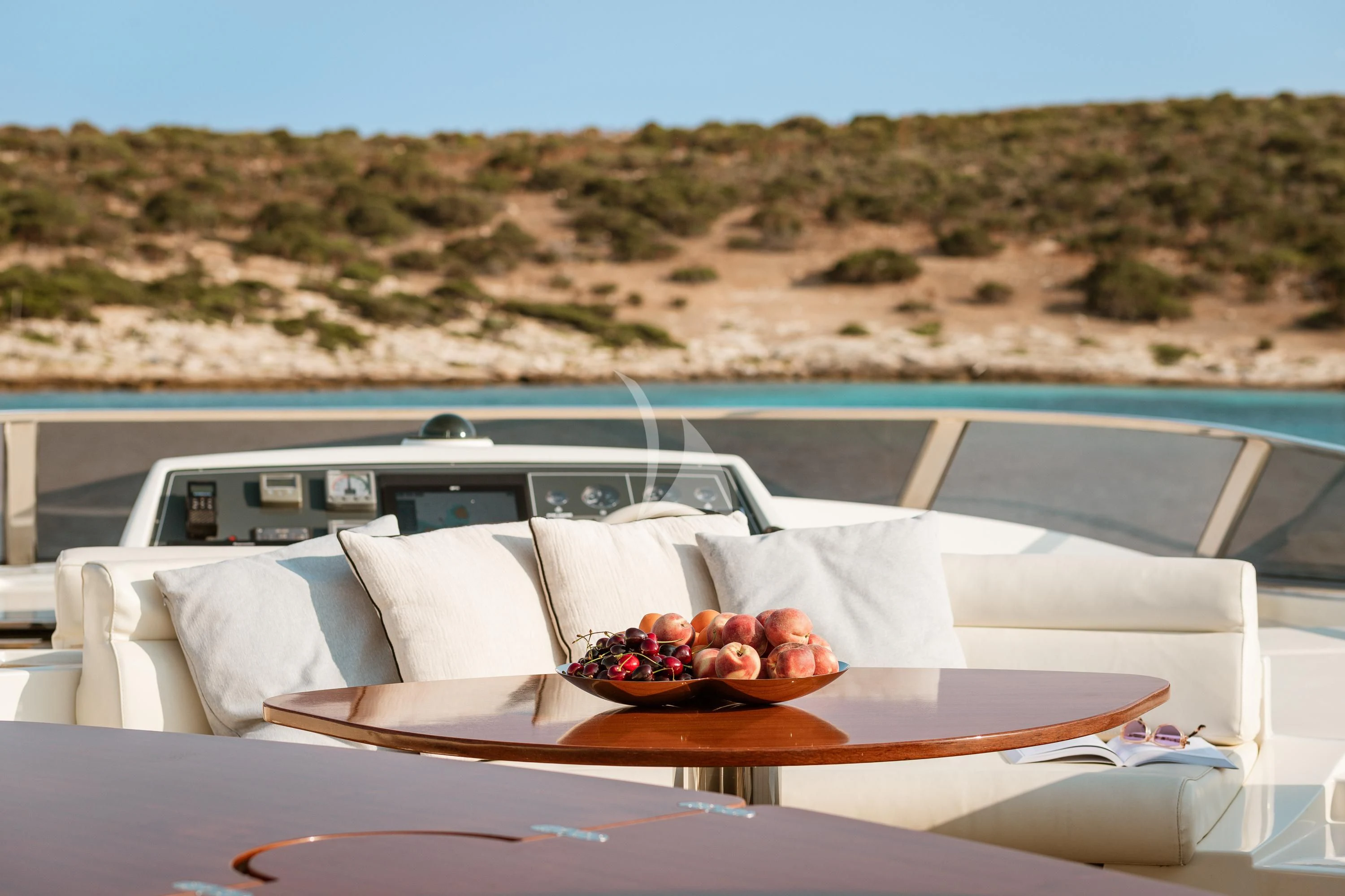 a tray of food on a boat aboard ANLIA Yacht for Sale