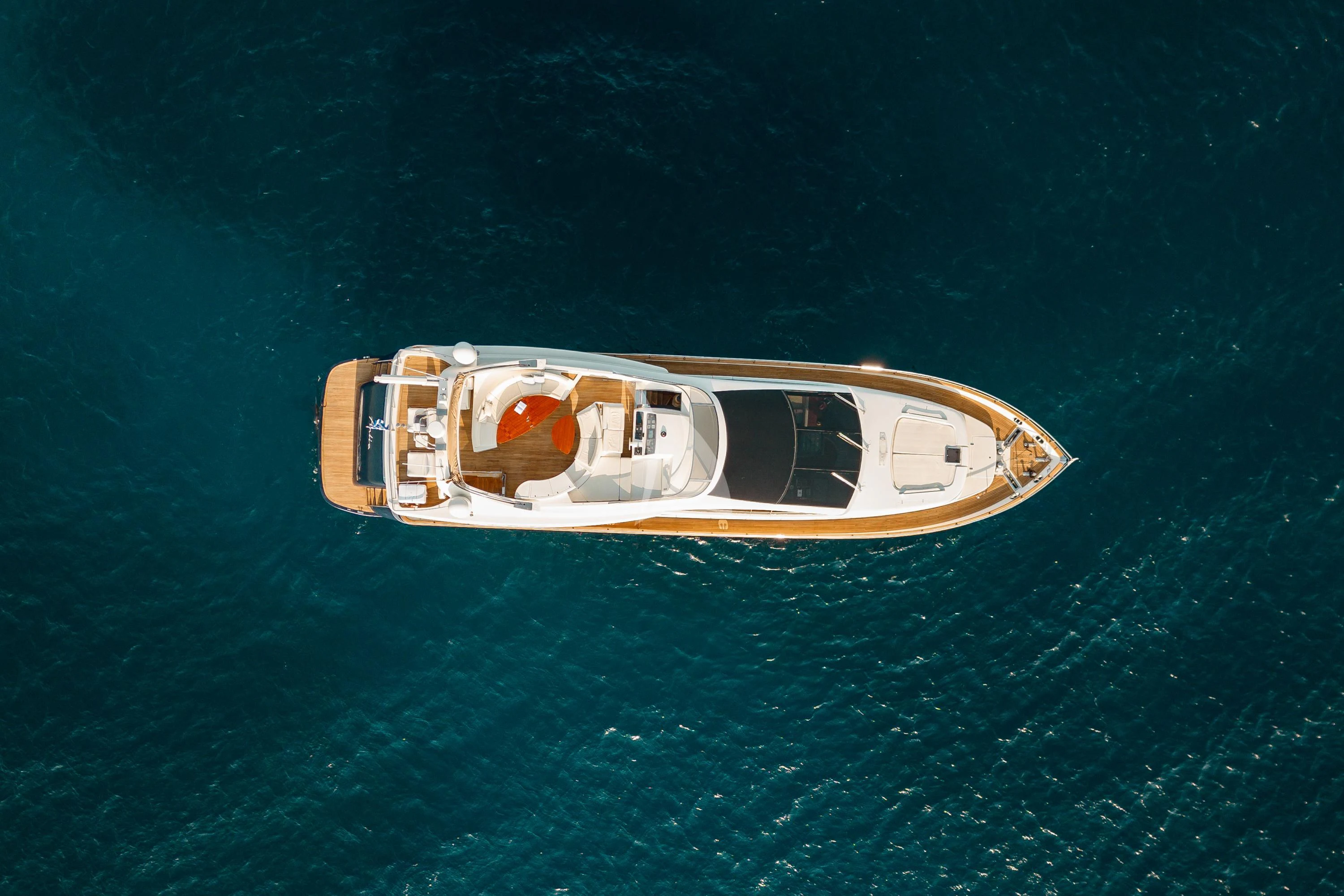 a high angle view of a boat aboard ANLIA Yacht for Sale