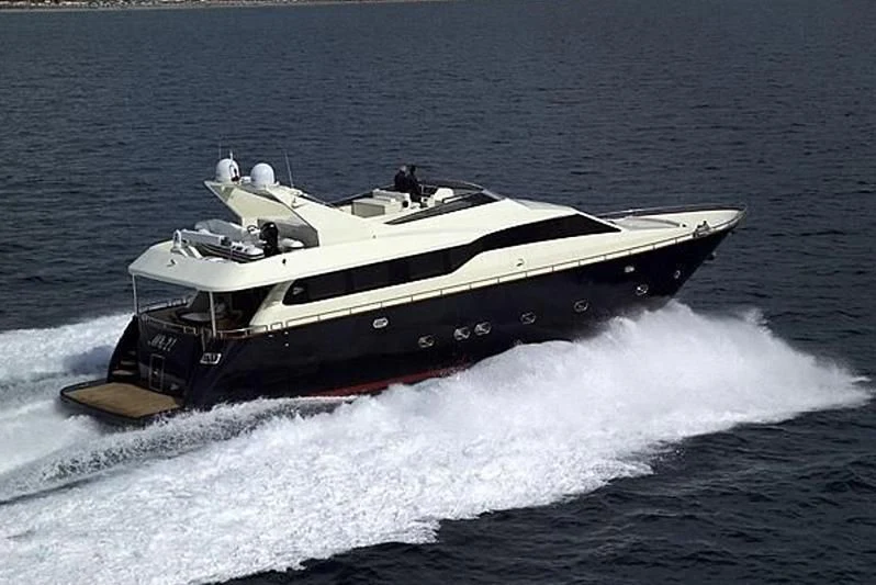 a military ship in the water aboard ANLIA Yacht for Sale