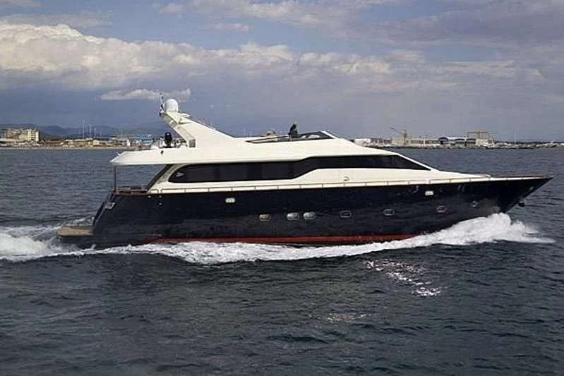 a large boat on the water aboard ANLIA Yacht for Sale
