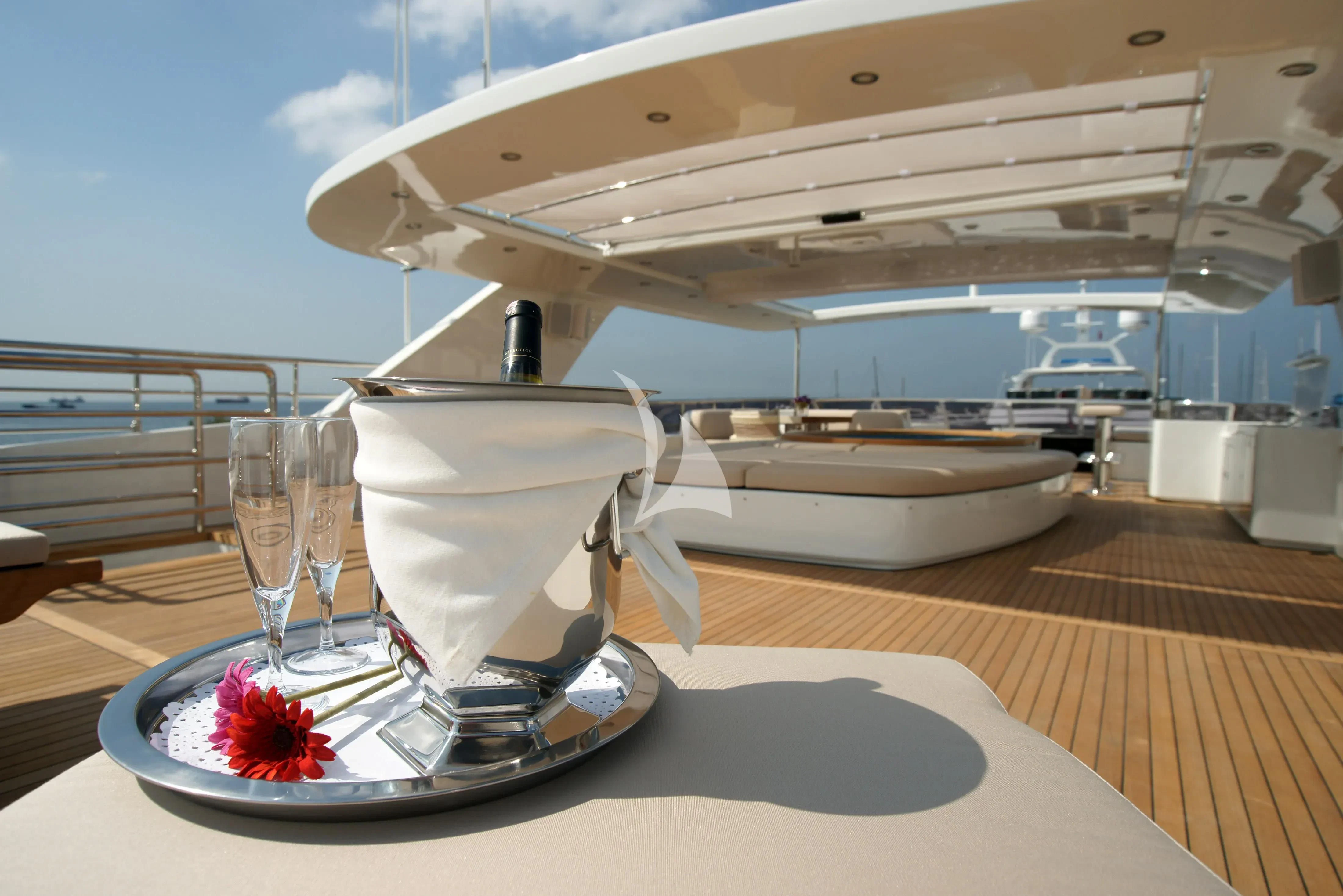 a boat on a table aboard TATIANA I Yacht for Sale