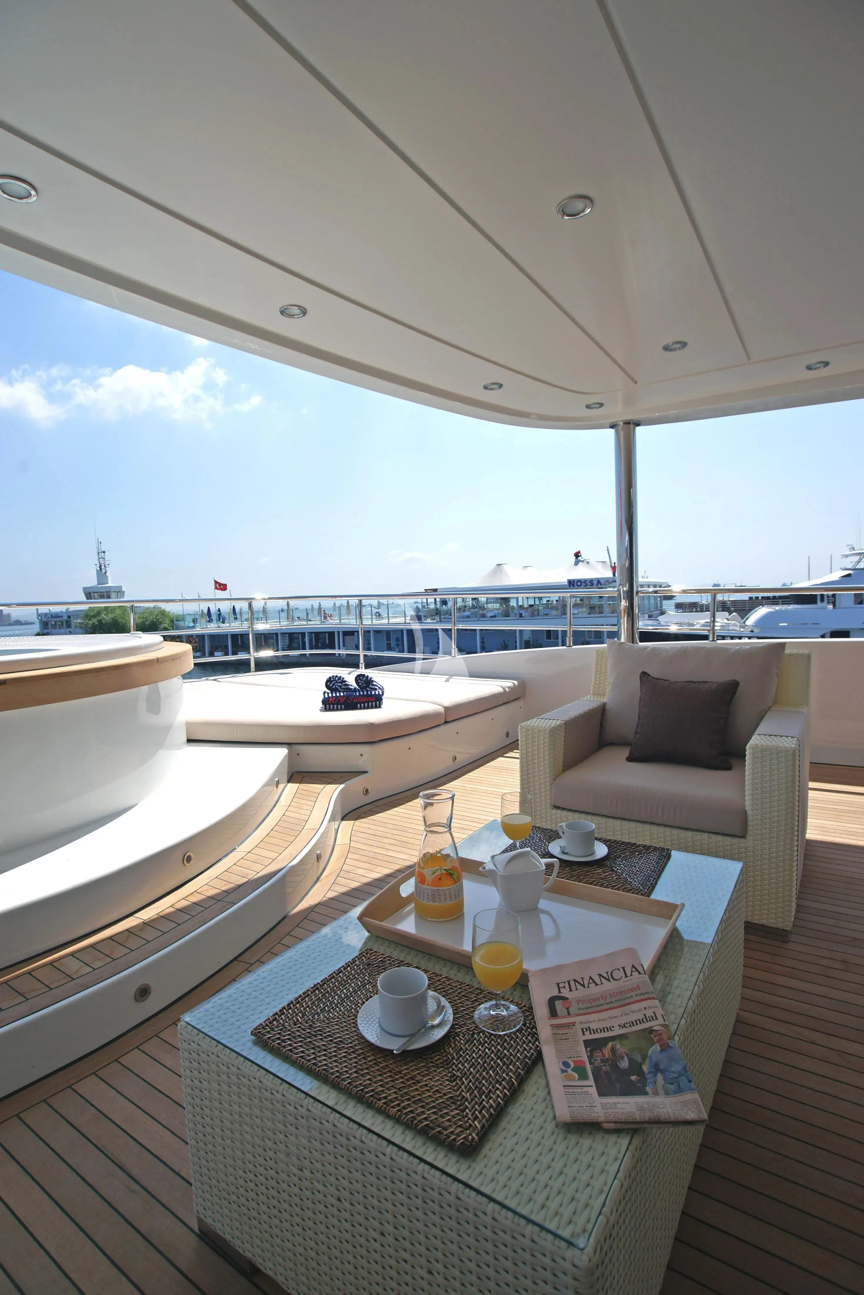 a room with a table and chairs aboard TATIANA I Yacht for Sale