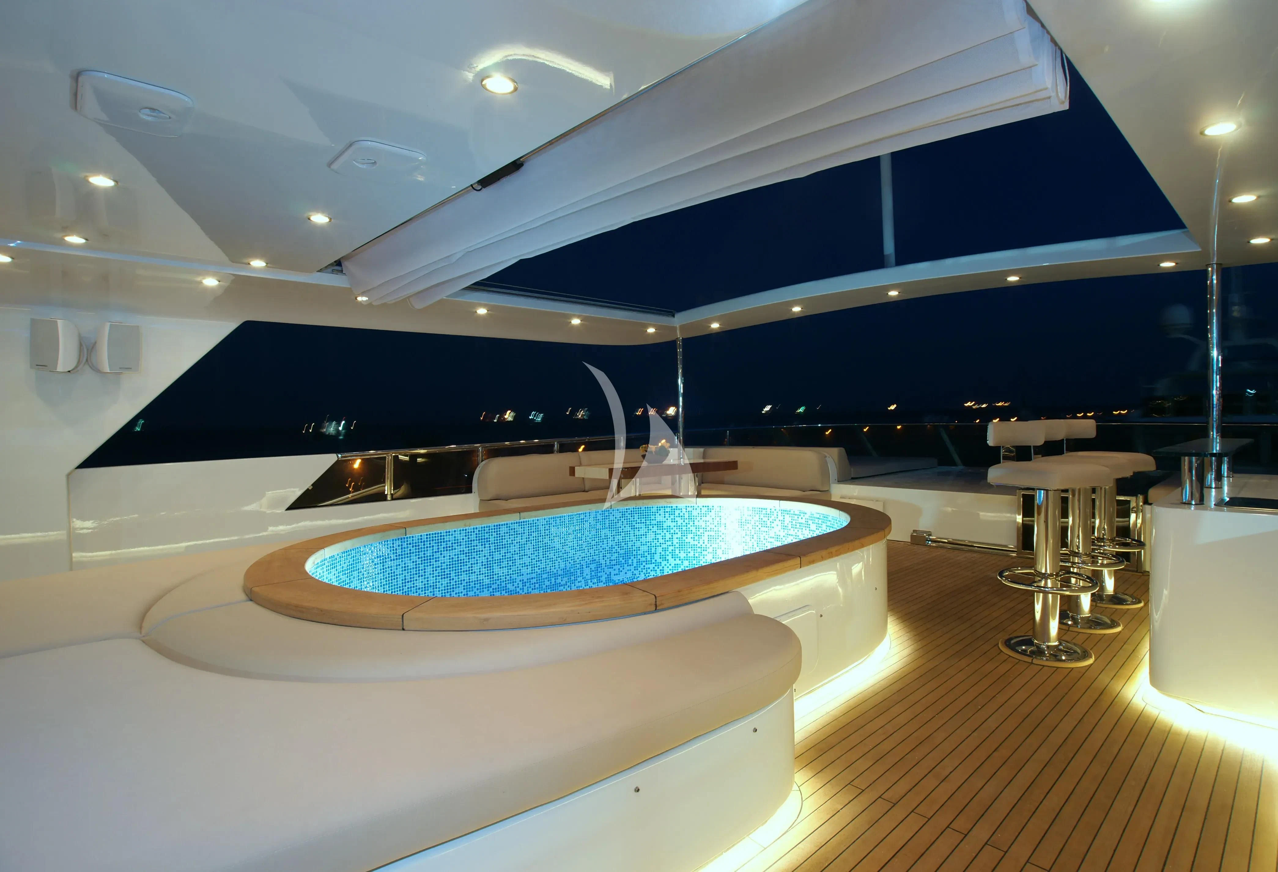 a large modern bathroom aboard TATIANA I Yacht for Sale