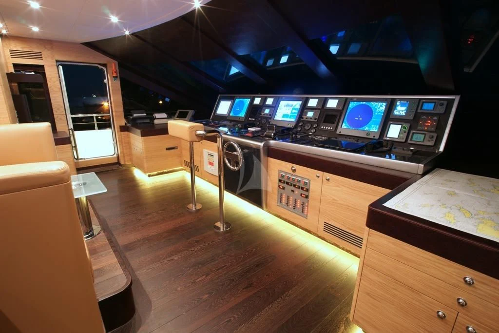 a room with many computers aboard TATIANA I Yacht for Sale