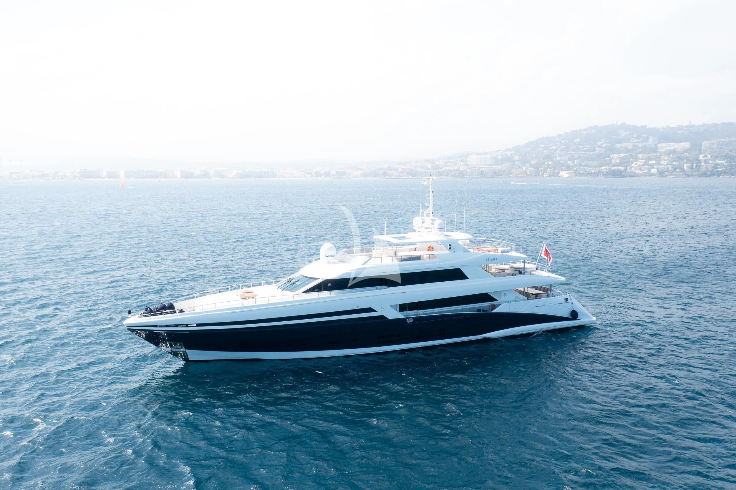 a white yacht in the water aboard TATIANA I Yacht for Sale