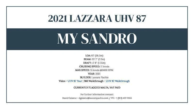 text aboard SANDRO Yacht for Sale
