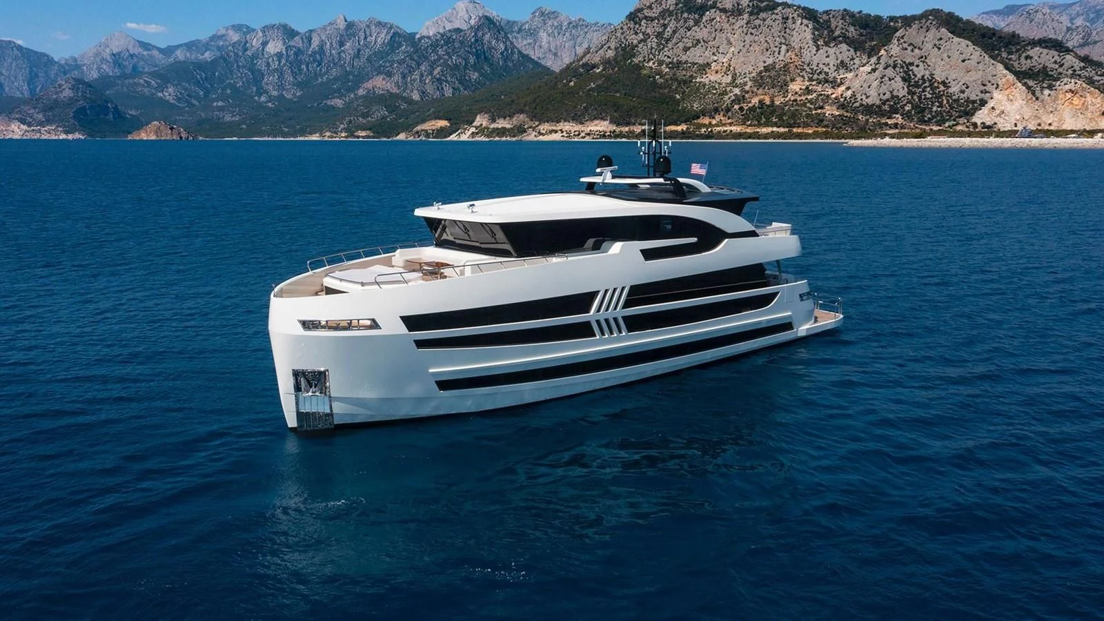 a white boat in the water aboard SANDRO Yacht for Sale