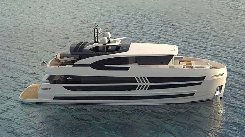 a white yacht in the water aboard SANDRO Yacht for Sale