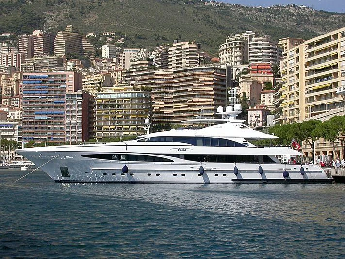 a white yacht in the water aboard YALLA Yacht for Sale