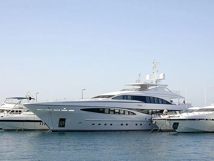 a group of white yachts aboard YALLA Yacht for Sale