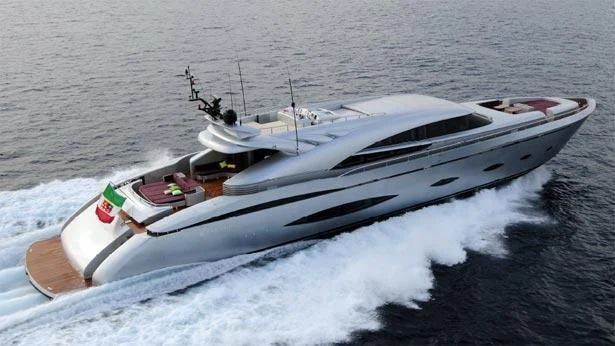 a white boat on the water aboard ELIZAVETA Yacht for Sale