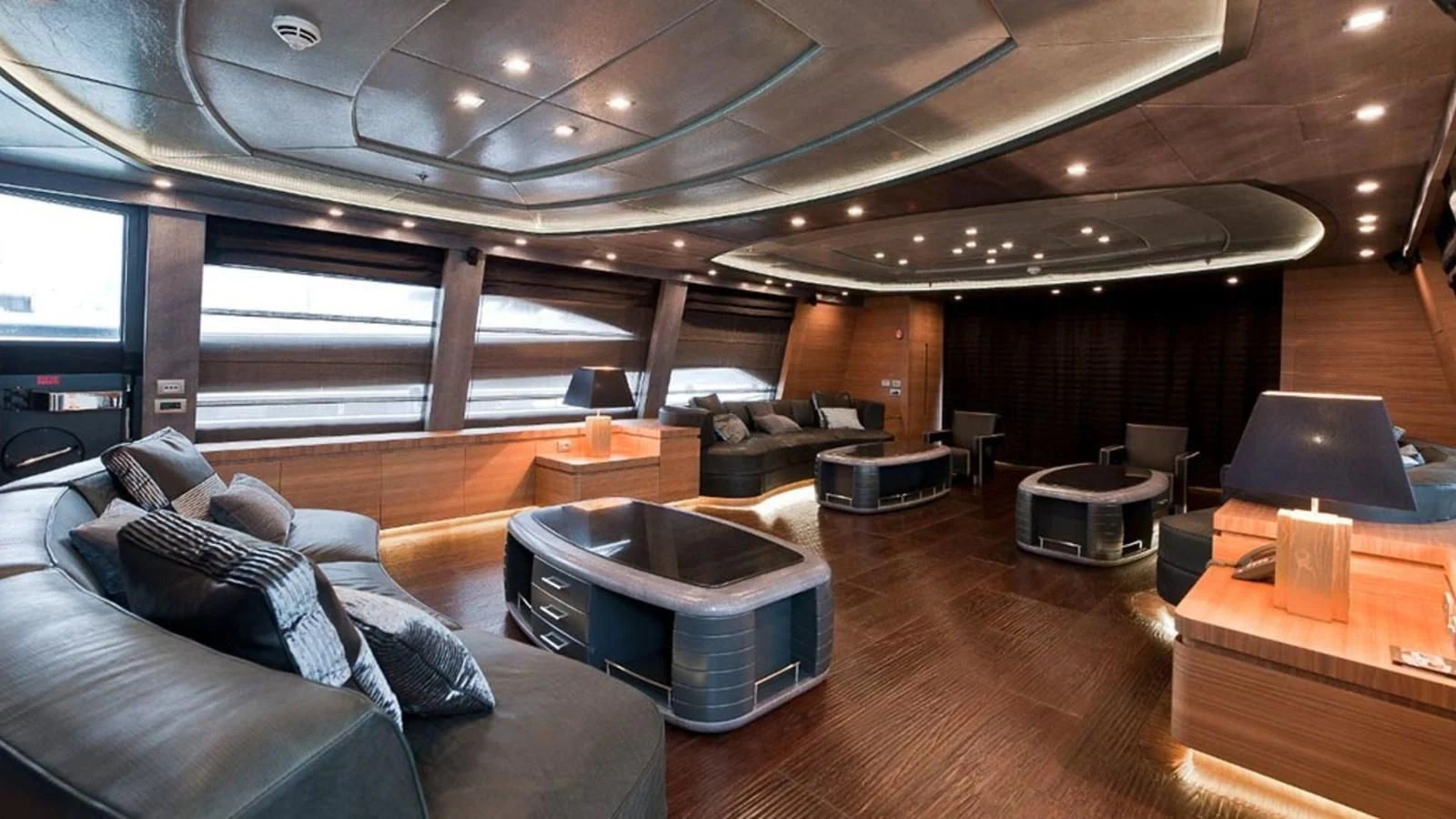 a room with a couch and a table and a tv aboard ELIZAVETA Yacht for Sale