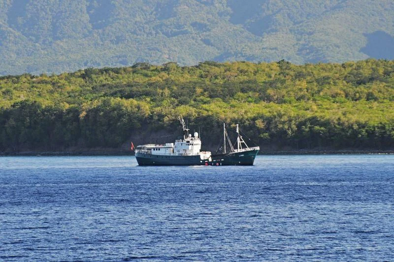 a boat in the water aboard KREBS RESEARCH Yacht for Sale