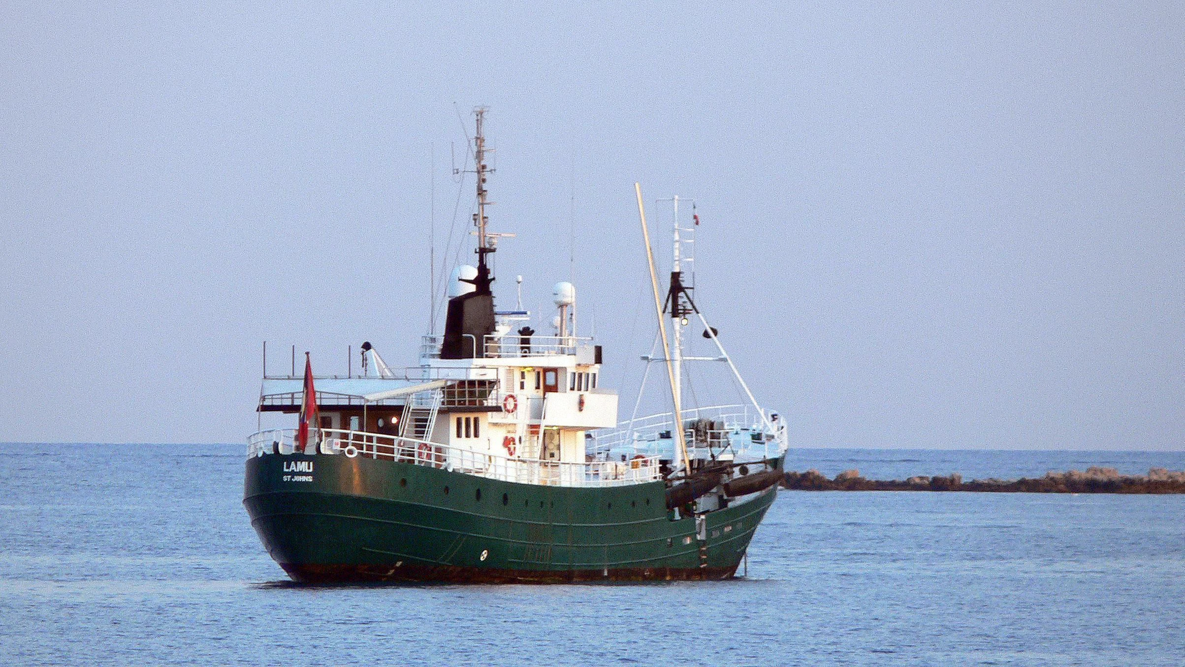 a boat in the water aboard KREBS RESEARCH Yacht for Sale