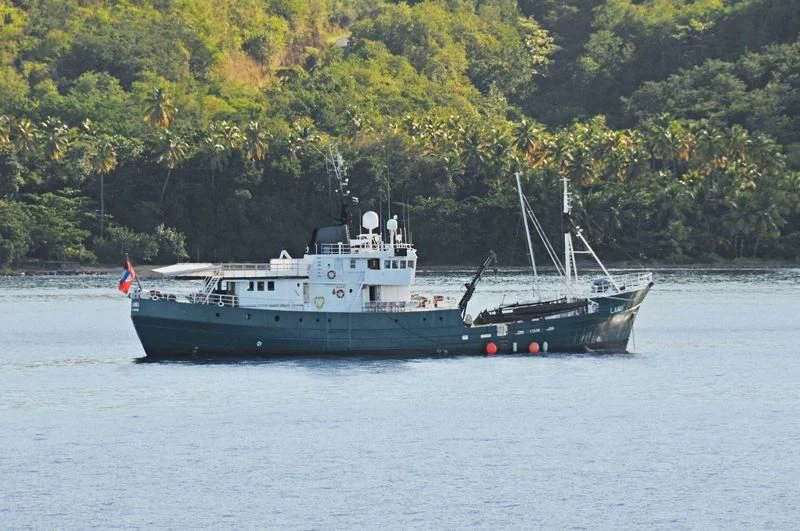 a boat in the water aboard KREBS RESEARCH Yacht for Sale
