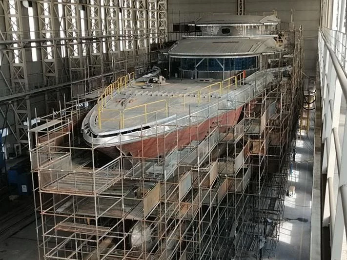 a large machine in a factory aboard INFINITE JEST Yacht for Sale