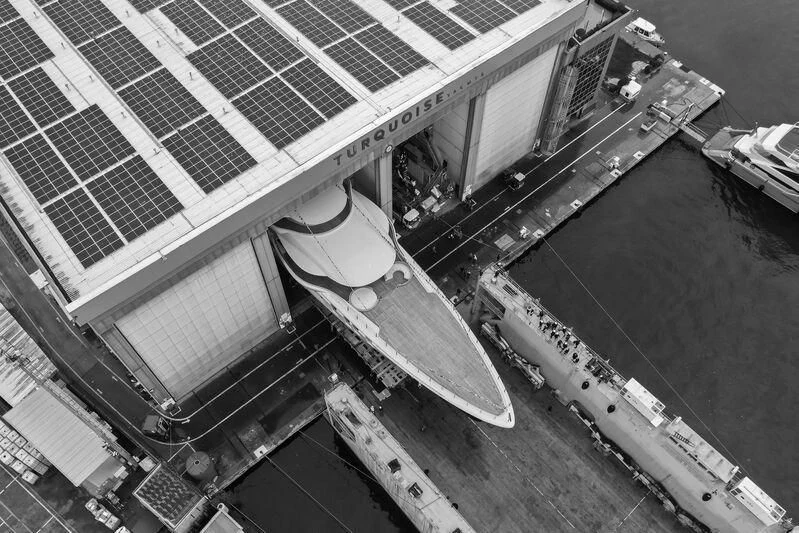 a high angle view of a building aboard INFINITE JEST Yacht for Sale