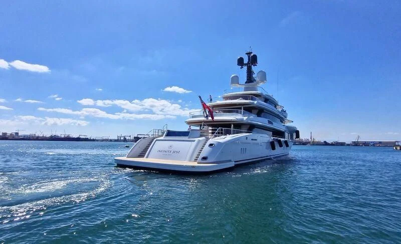 a boat in the water aboard INFINITE JEST Yacht for Sale