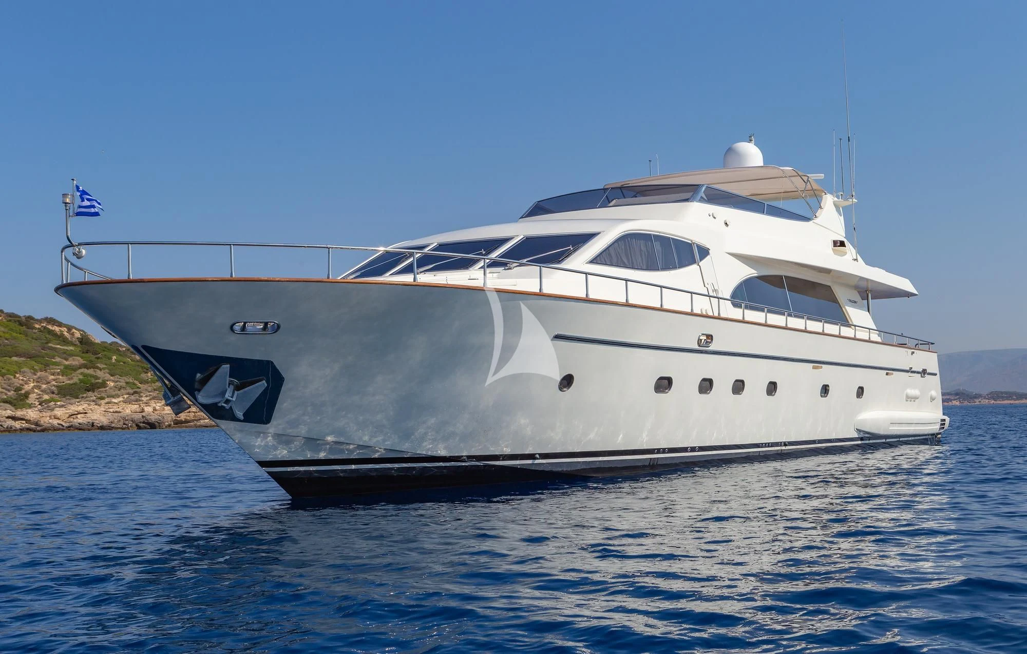 a large white yacht aboard EFMARIA Yacht for Sale