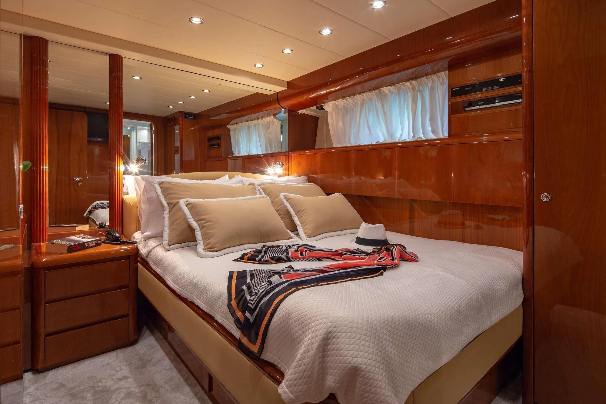 a bed in a cabin aboard EFMARIA Yacht for Sale