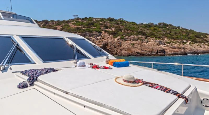a boat on the water aboard EFMARIA Yacht for Sale