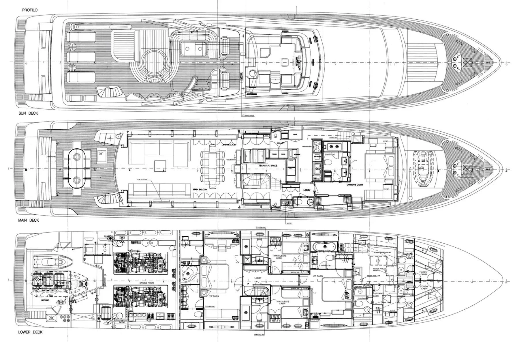 diagram, engineering drawing aboard ROBUSTO Yacht for Sale