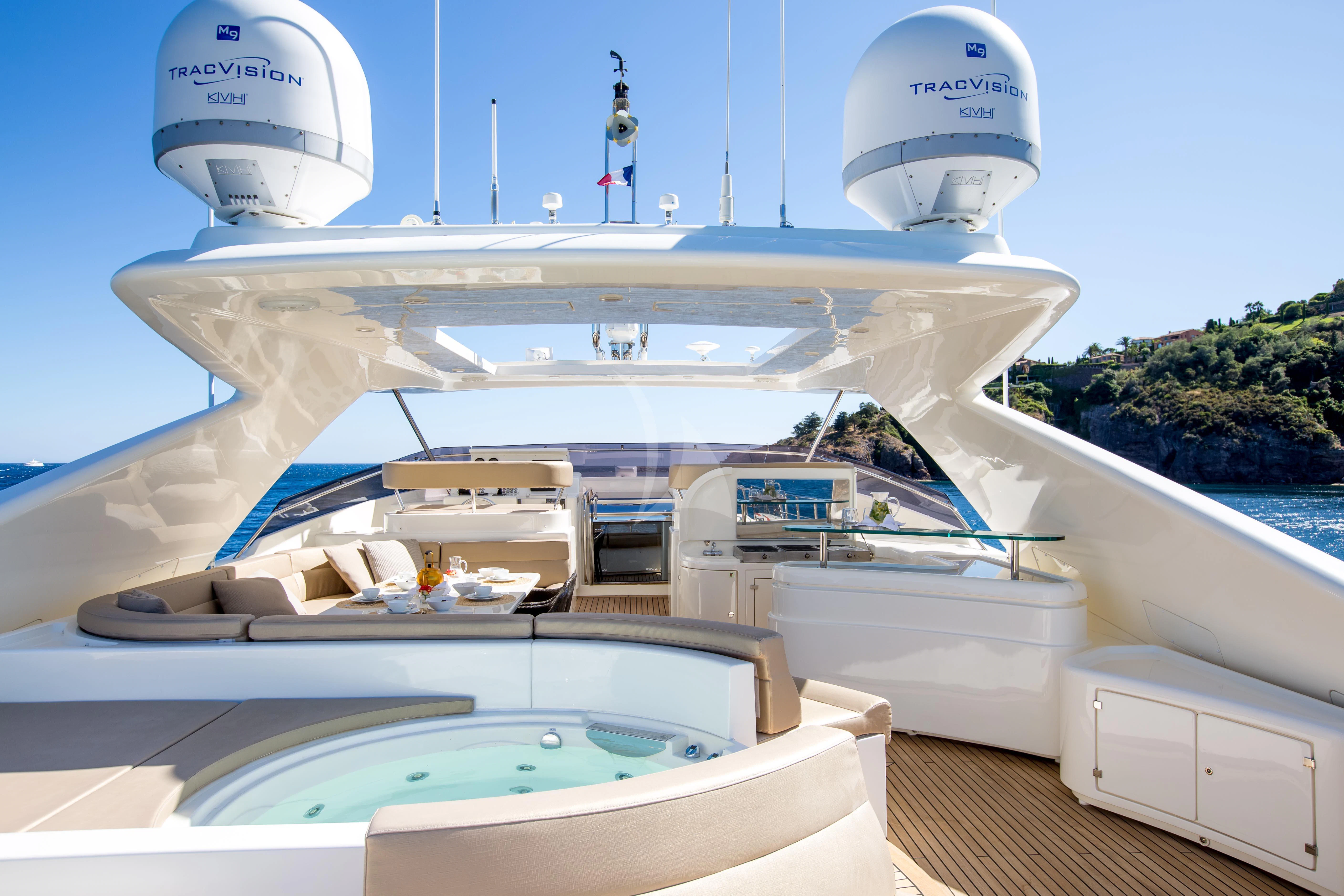 a large white building with a satellite dish on top aboard ROBUSTO Yacht for Sale