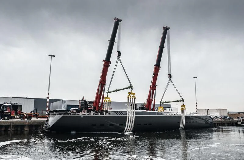 a large boat in the water aboard ALEA Yacht for Sale