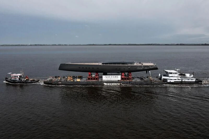 a large ship in the water aboard ALEA Yacht for Sale