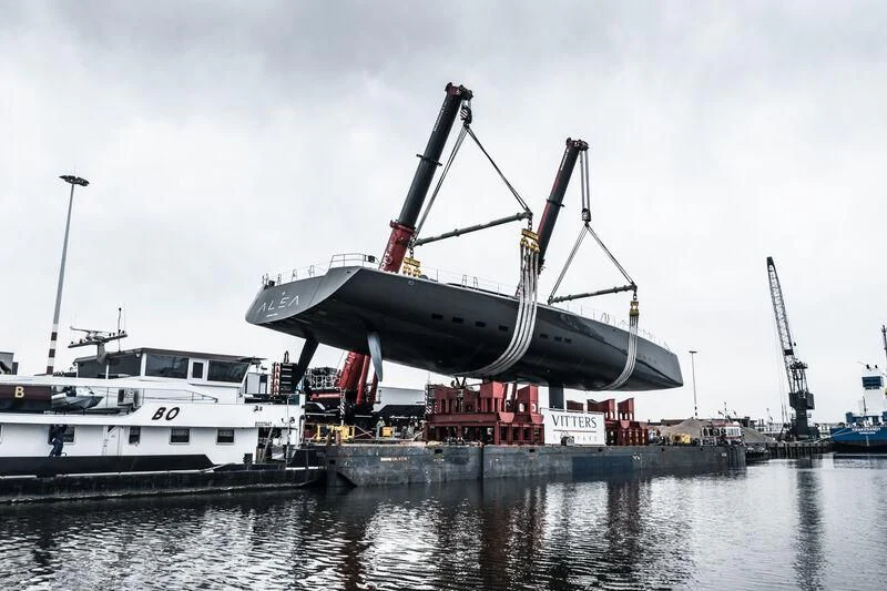 a boat docked at a port aboard ALEA Yacht for Sale