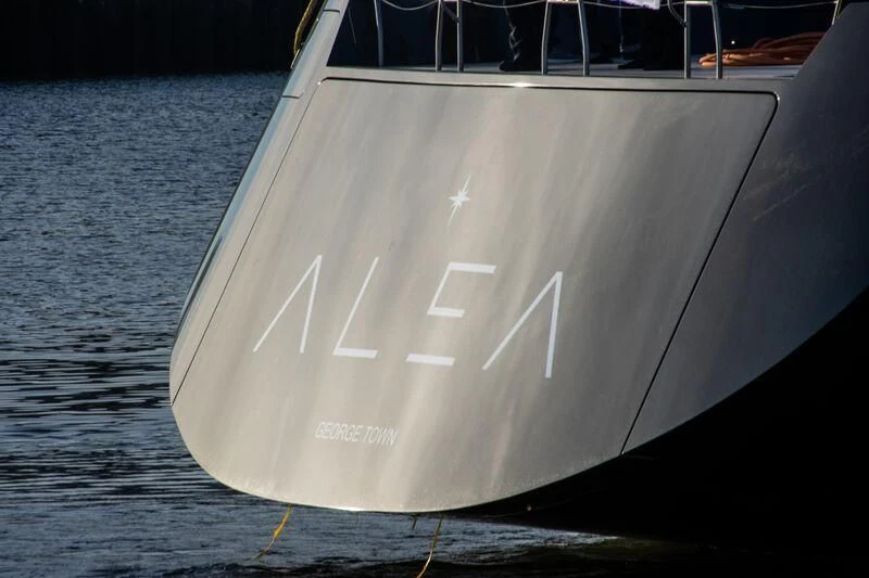 a white boat on the water aboard ALEA Yacht for Sale