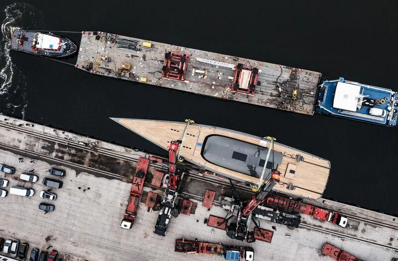 a satellite dish on a flat surface aboard ALEA Yacht for Sale