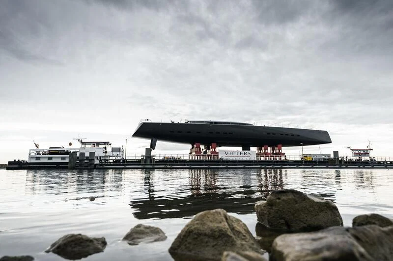 a large boat on a body of water aboard ALEA Yacht for Sale
