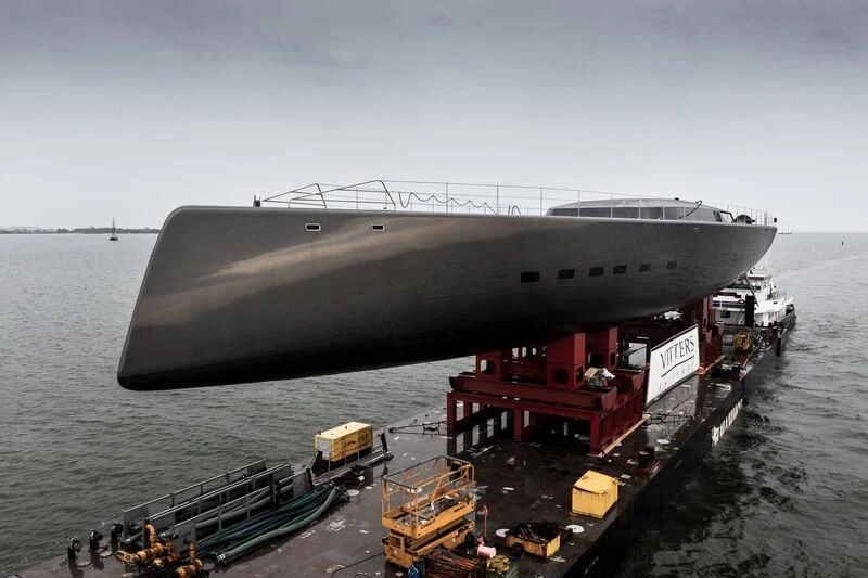 a large submarine in the water aboard ALEA Yacht for Sale