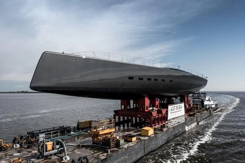 a large ship on a dock aboard ALEA Yacht for Sale