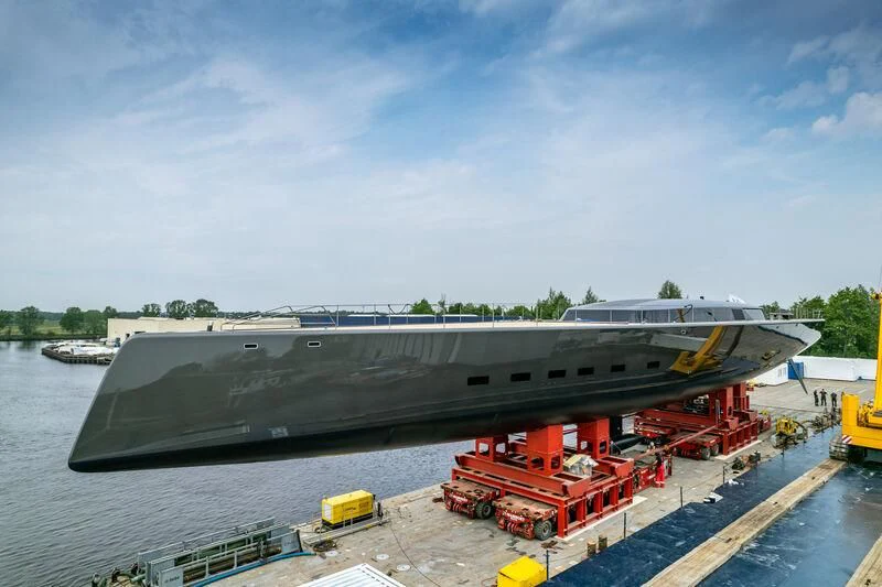 a large airplane on a runway aboard ALEA Yacht for Sale