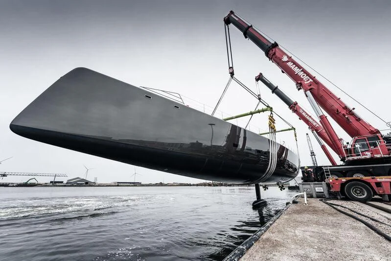 a large submarine on a dock aboard ALEA Yacht for Sale