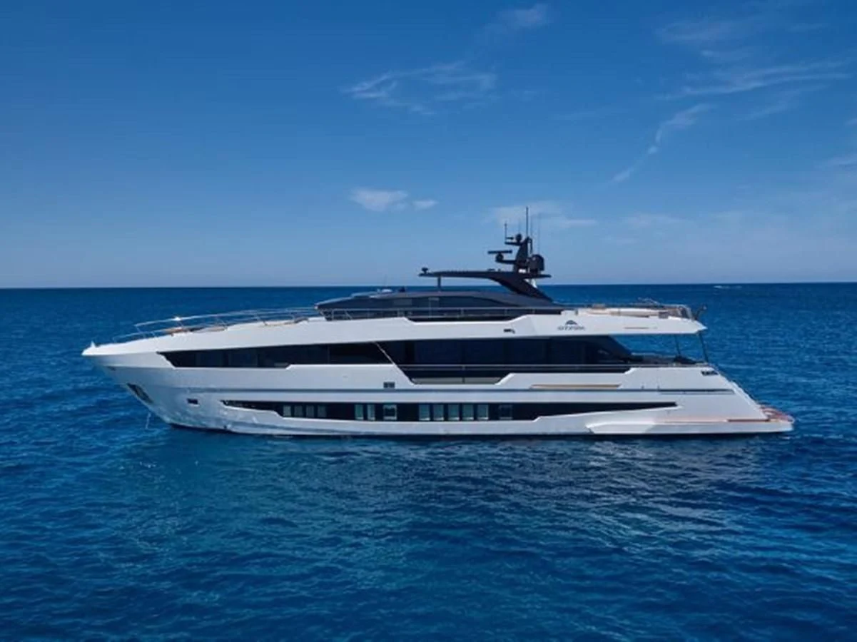 a white yacht in the water aboard 2021 ASTONDOA 100 CENTURY Yacht for Sale