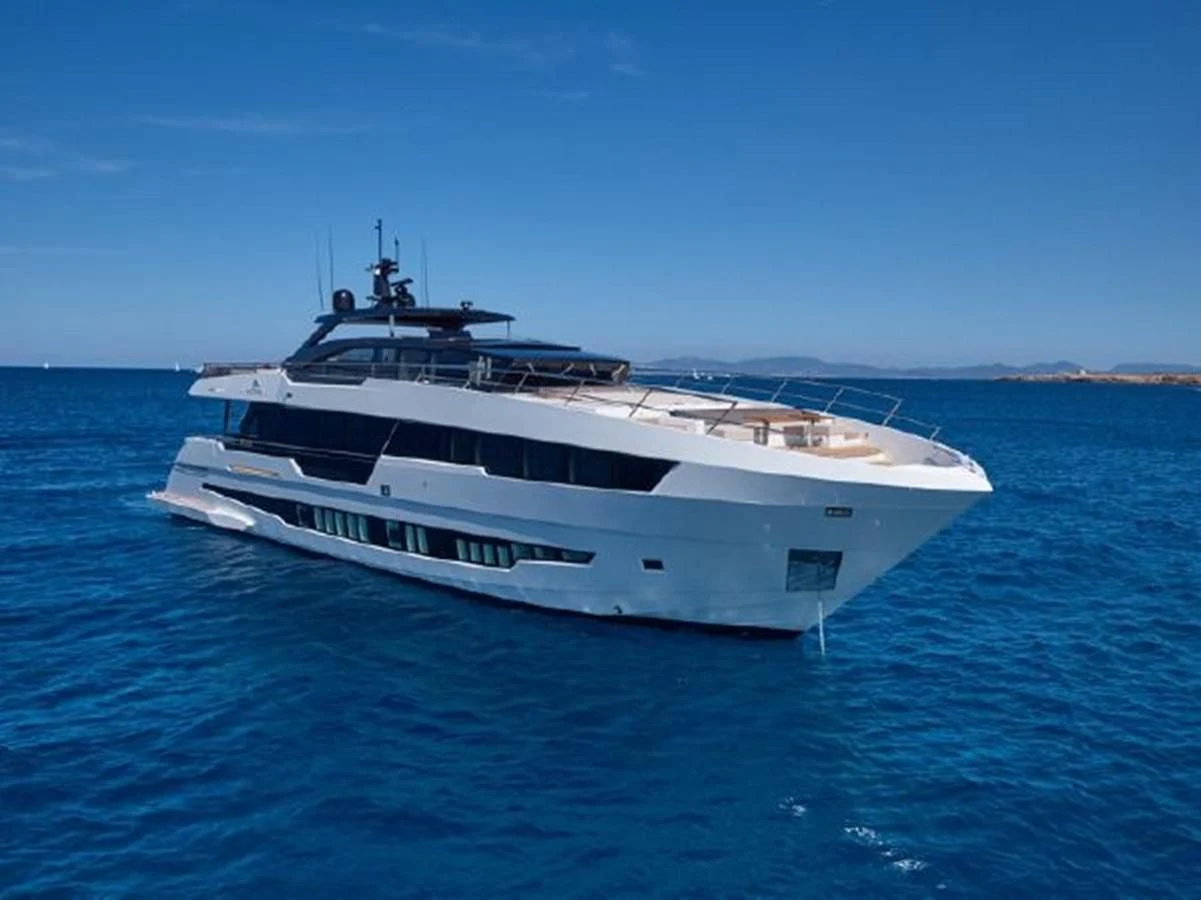 a white yacht in the water aboard 2021 ASTONDOA 100 CENTURY Yacht for Sale