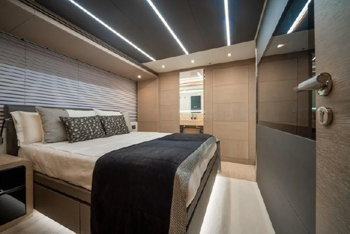 a bed in a room aboard 2021 ASTONDOA 100 CENTURY Yacht for Sale