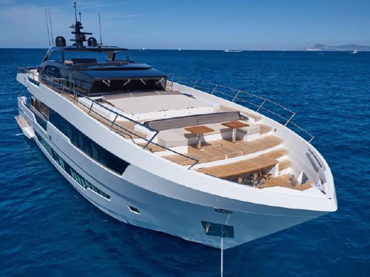 a white boat in the water aboard 2021 ASTONDOA 100 CENTURY Yacht for Sale