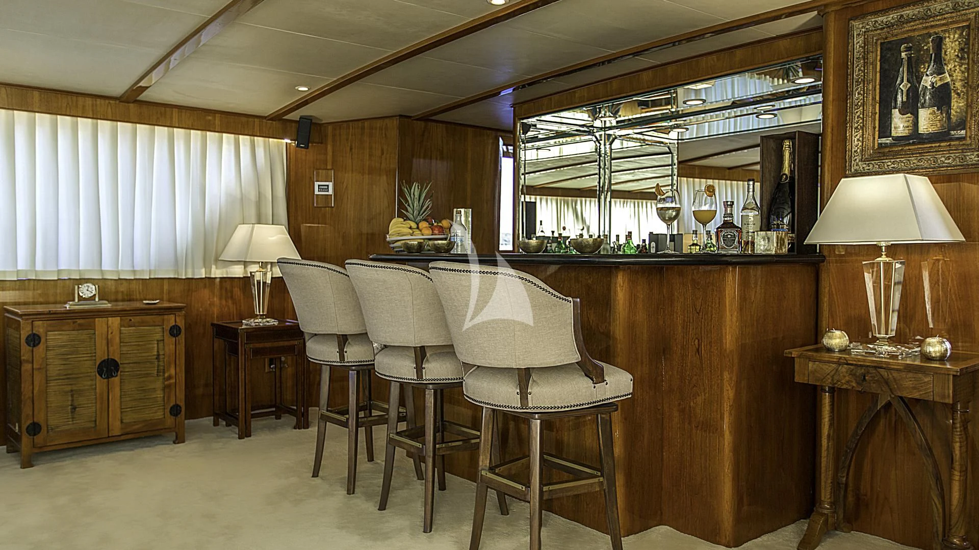 a dining room with a table and chairs aboard AURIANE Yacht for Sale