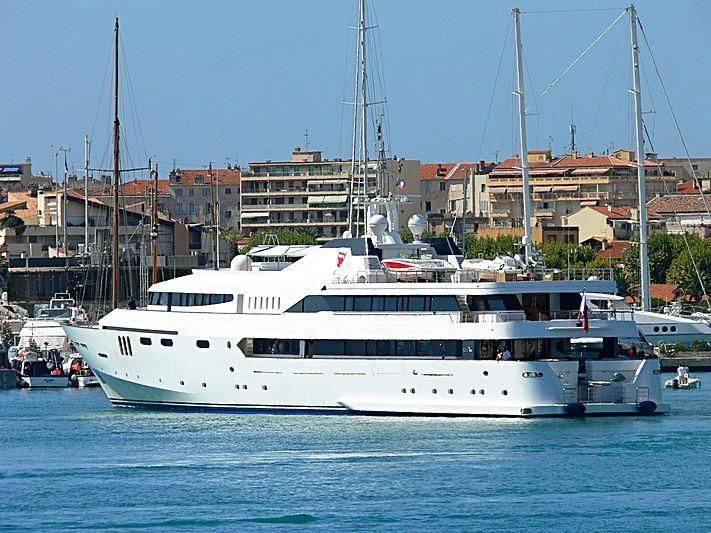 a white yacht in the water aboard ALWAELI Yacht for Sale