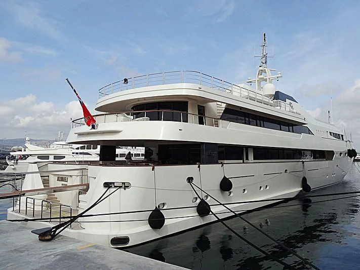 a large white boat aboard ALWAELI Yacht for Sale