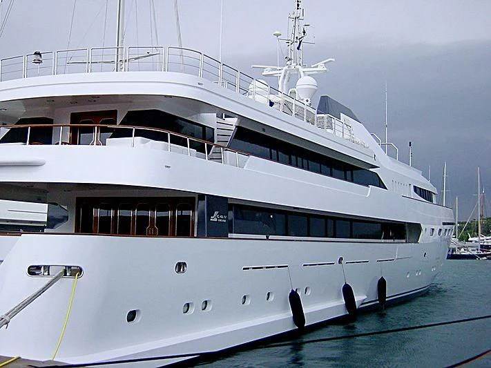 a large white boat in the water aboard ALWAELI Yacht for Sale