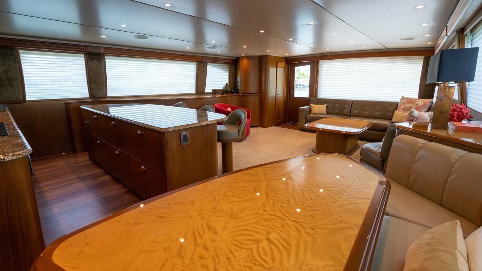 a large living room with a piano aboard DONE DEAL Yacht for Sale