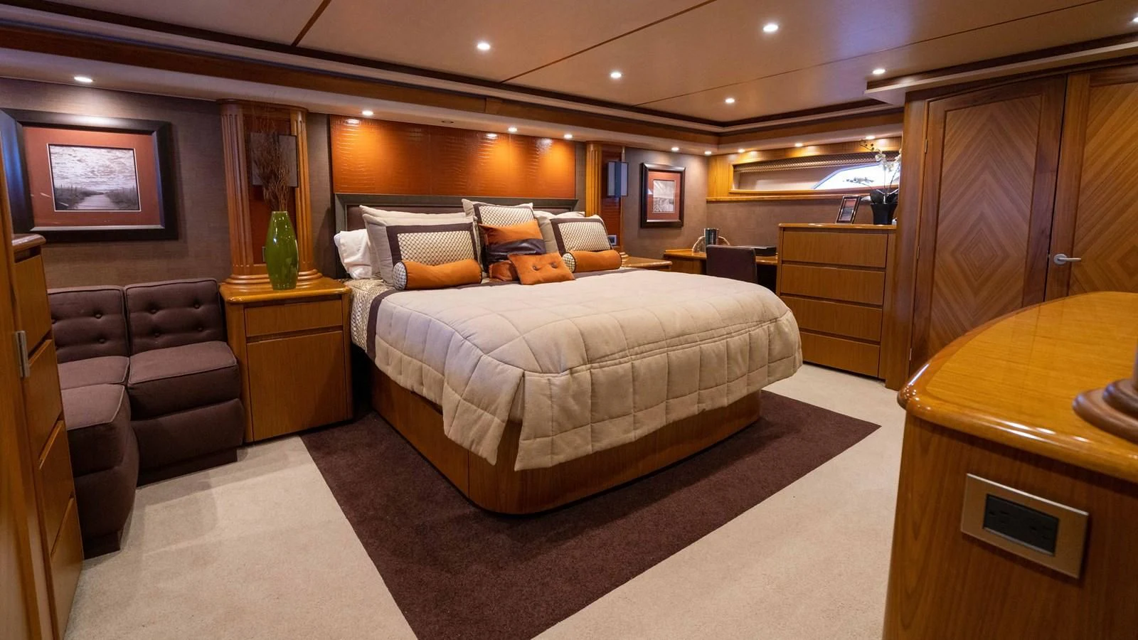 a large bedroom with a bed aboard DONE DEAL Yacht for Sale