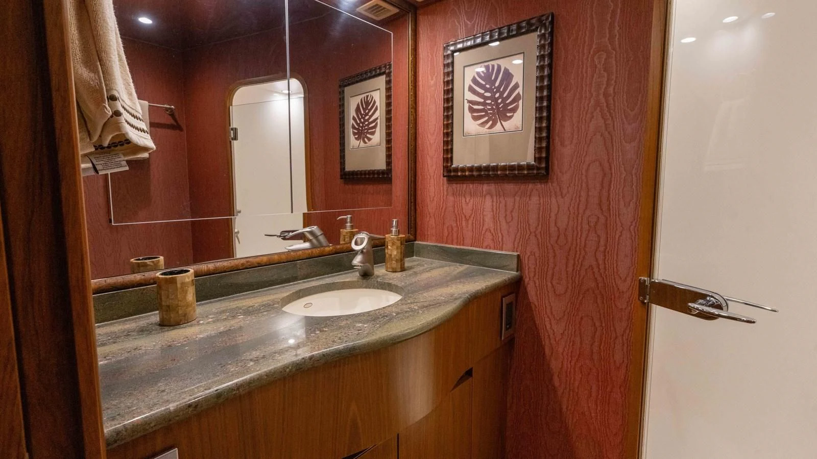 a bathroom with two sinks aboard DONE DEAL Yacht for Sale