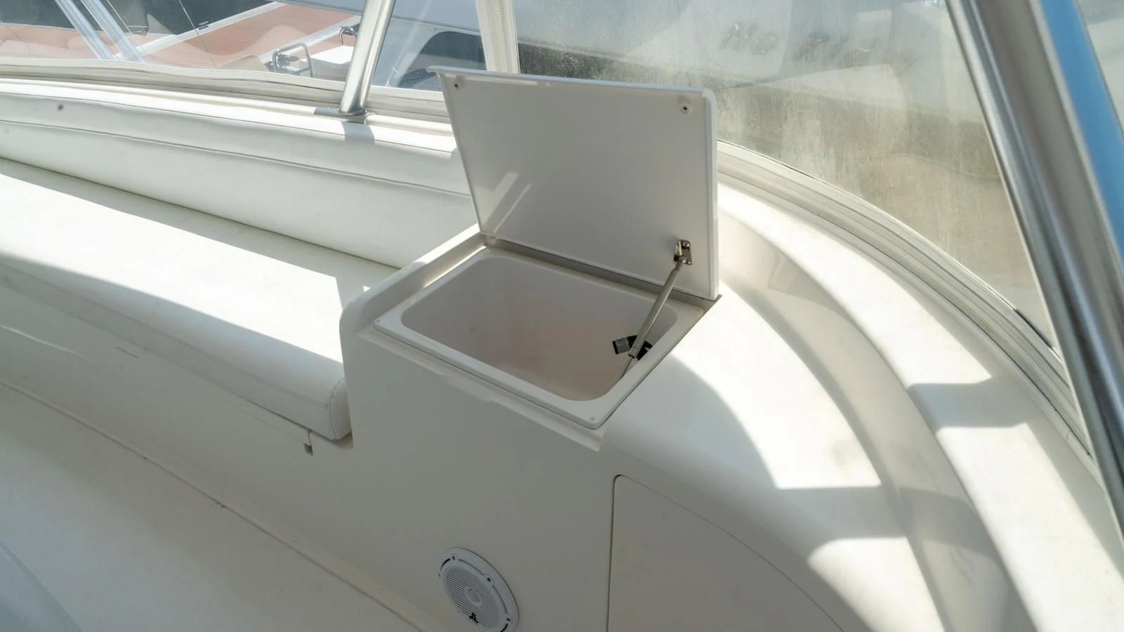 a white car door aboard DONE DEAL Yacht for Sale